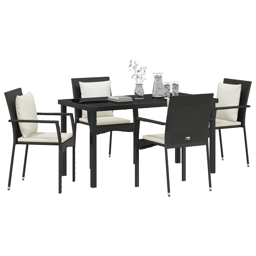 Have Spisebordssæt 5 stk. Sort polyrattan
