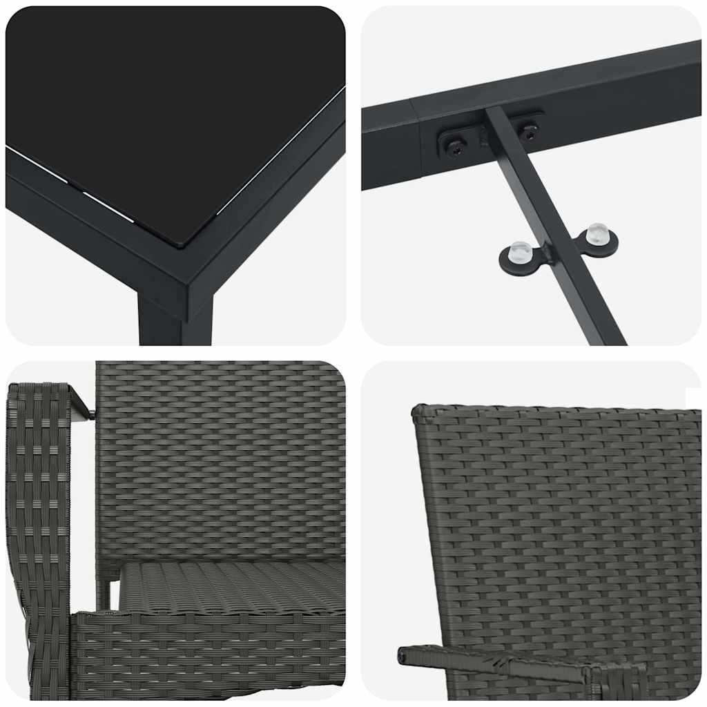 Have Spisebordssæt 5 stk. Sort polyrattan