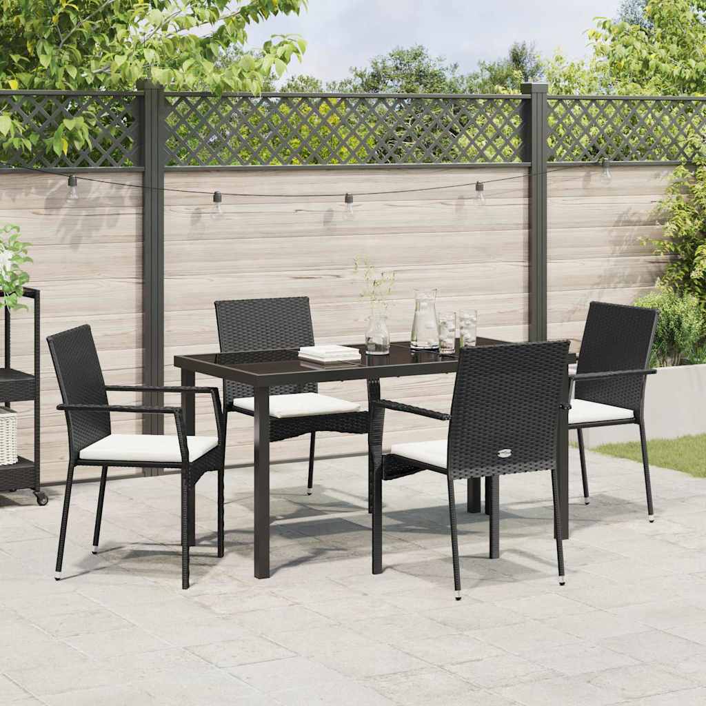 Have Spisebordssæt 5 stk. Sort polyrattan
