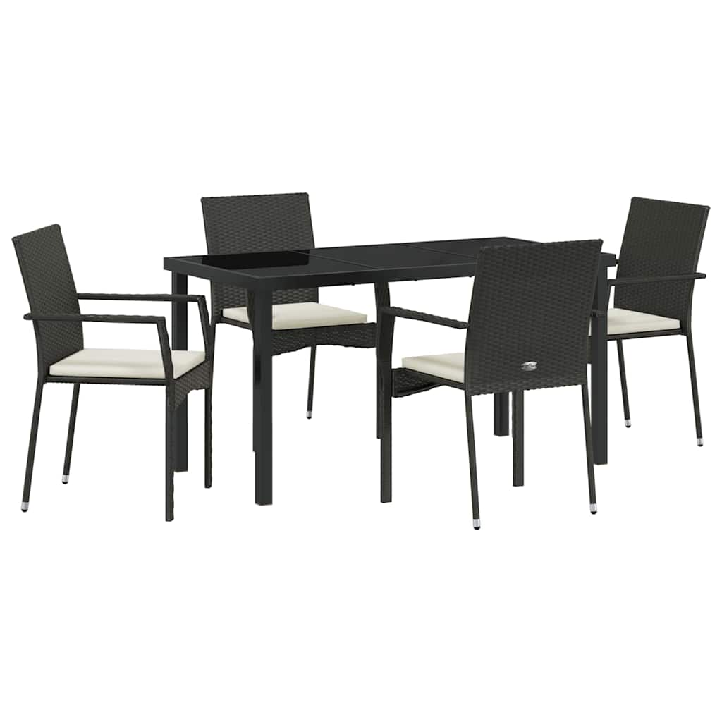 Have Spisebordssæt 5 stk. Sort polyrattan