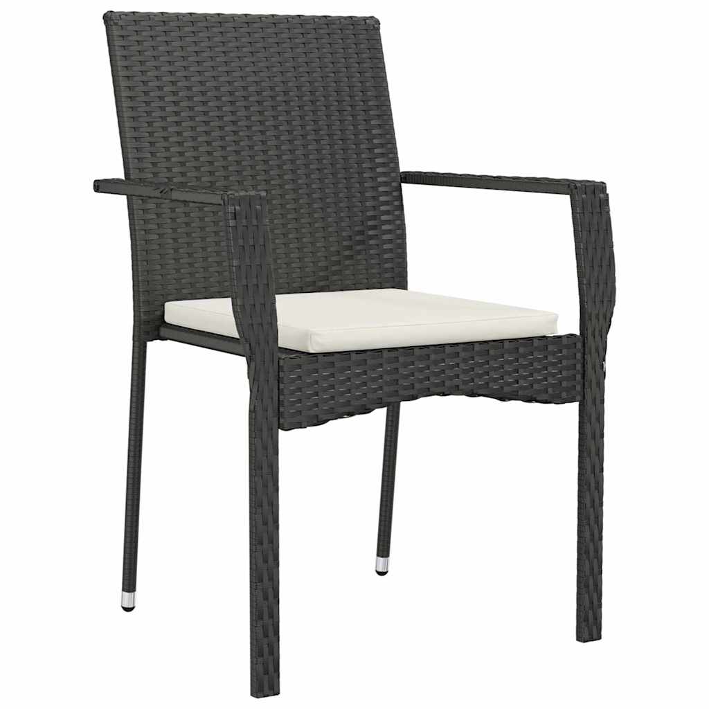 Have Spisebordssæt 5 stk. Sort polyrattan