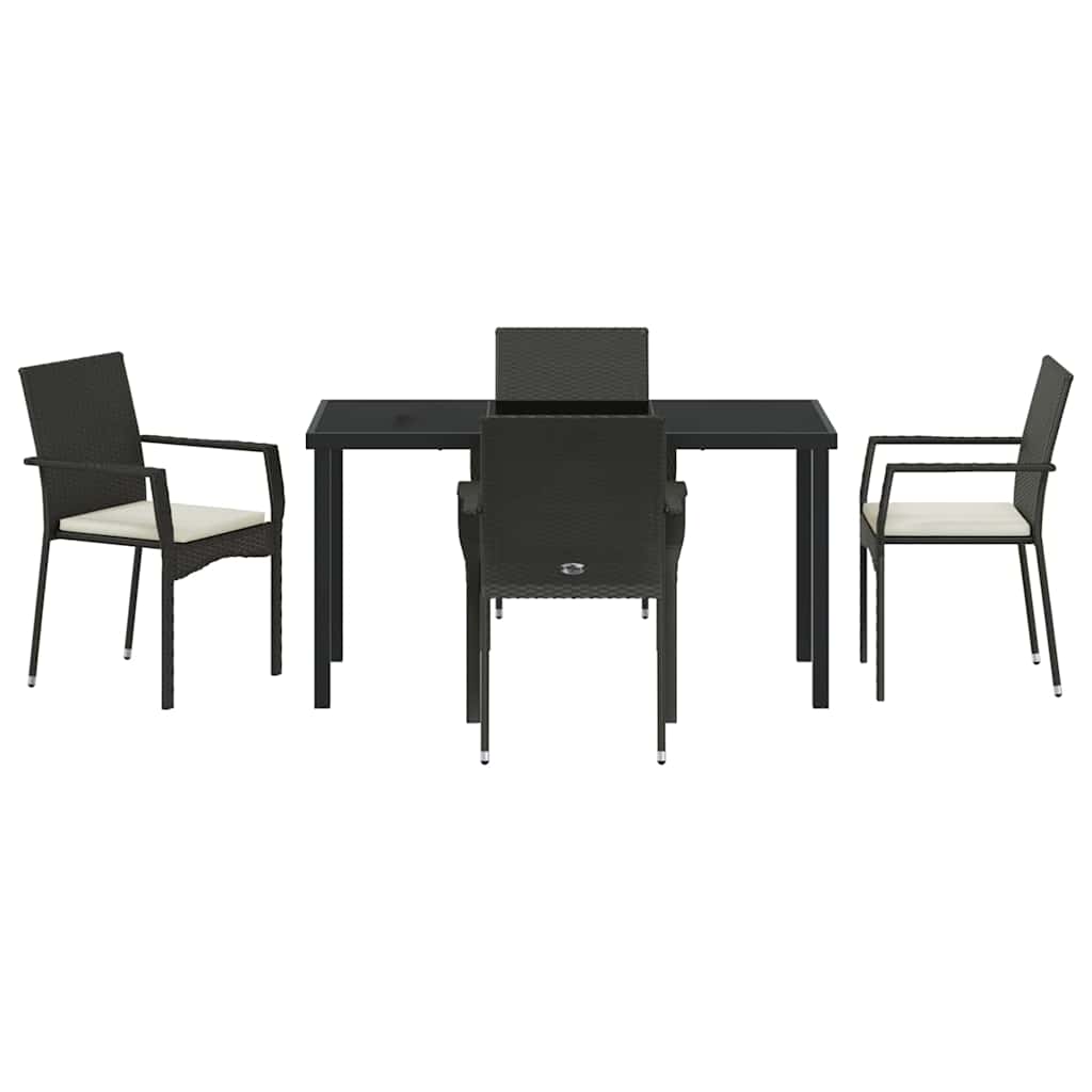 Have Spisebordssæt 5 stk. Sort polyrattan