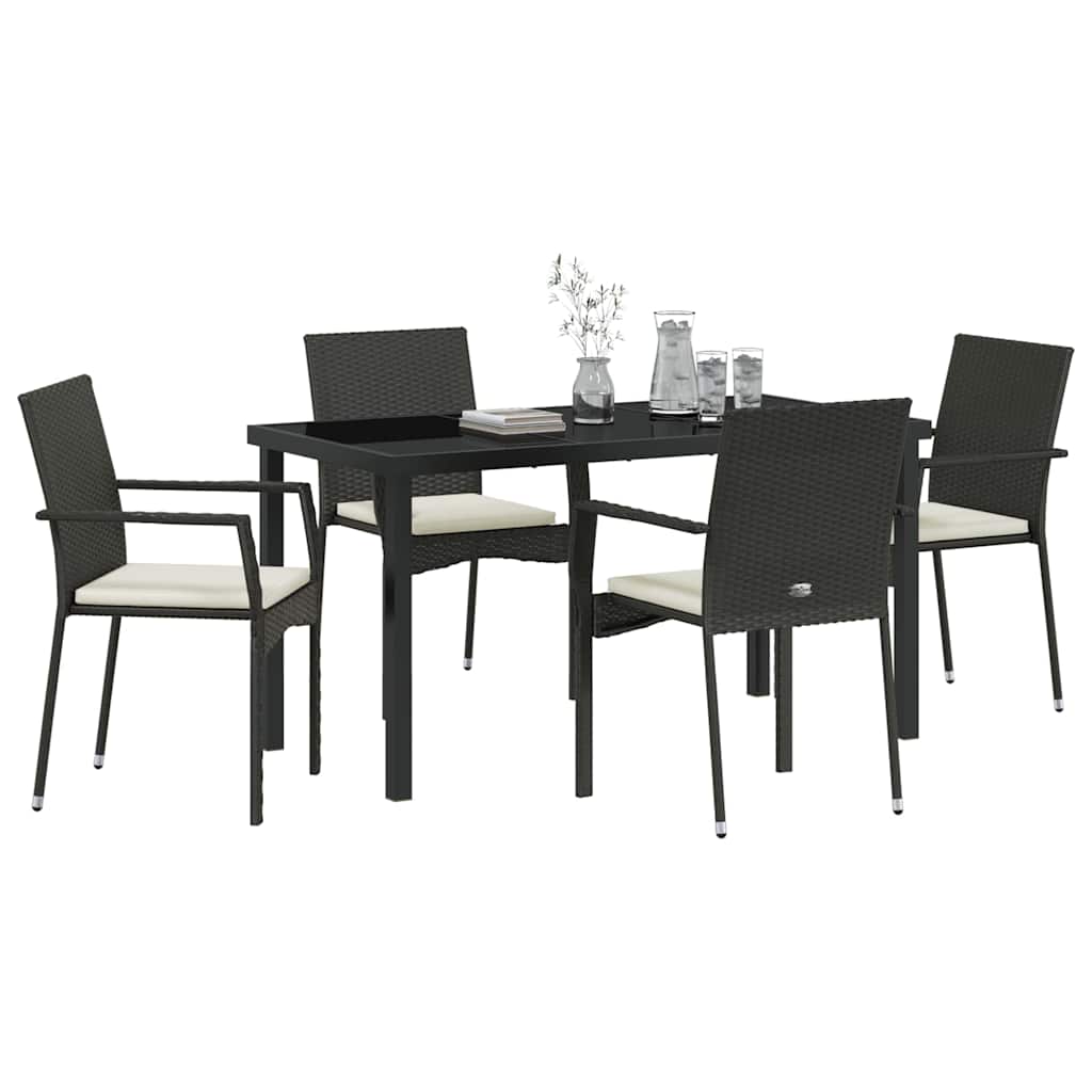 Have Spisebordssæt 5 stk. Sort polyrattan