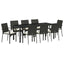 Have Spisebordssæt med pude 9 pcs Sort polyrattan