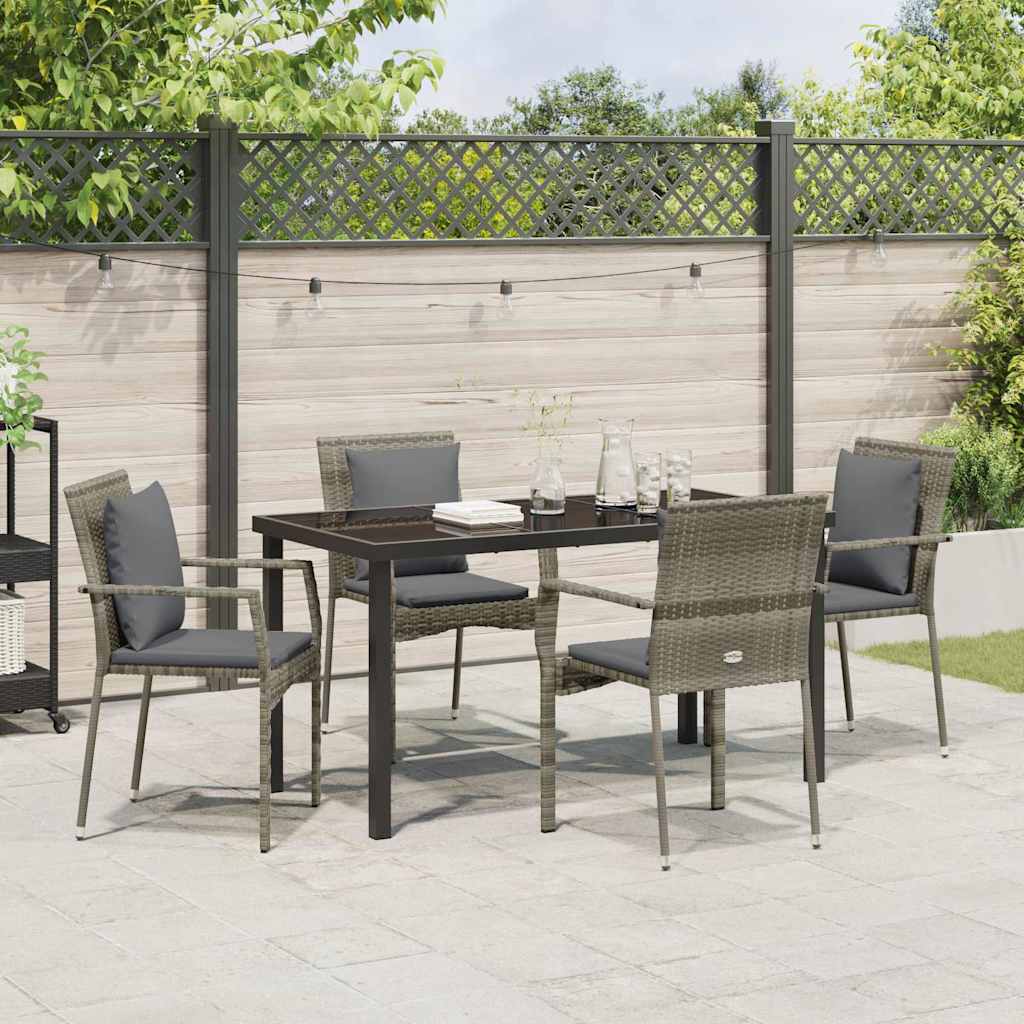 Have Spisebordssæt 5 stk. Grå polyrattan