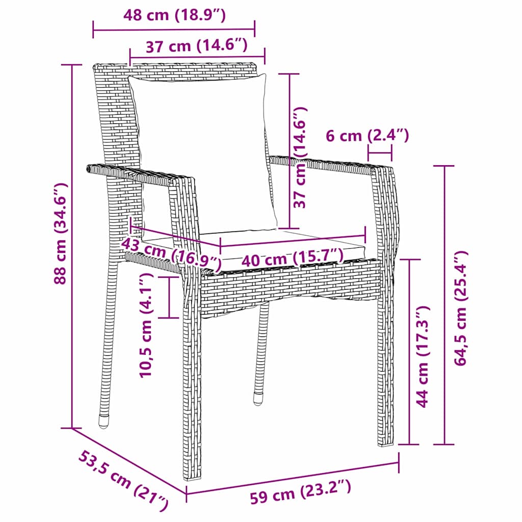 Have Spisebordssæt 5 stk. Grå polyrattan