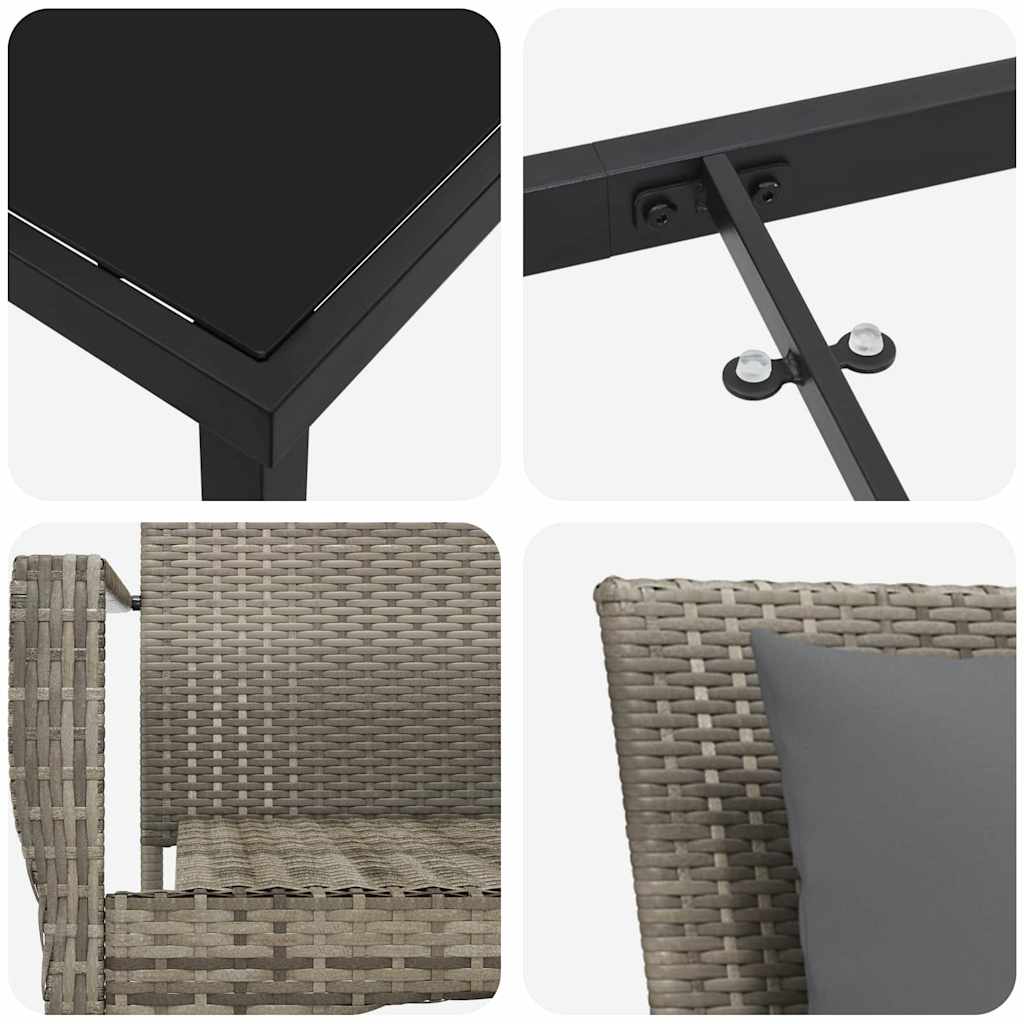 Have Spisebordssæt 3 stk. Grå polyrattan