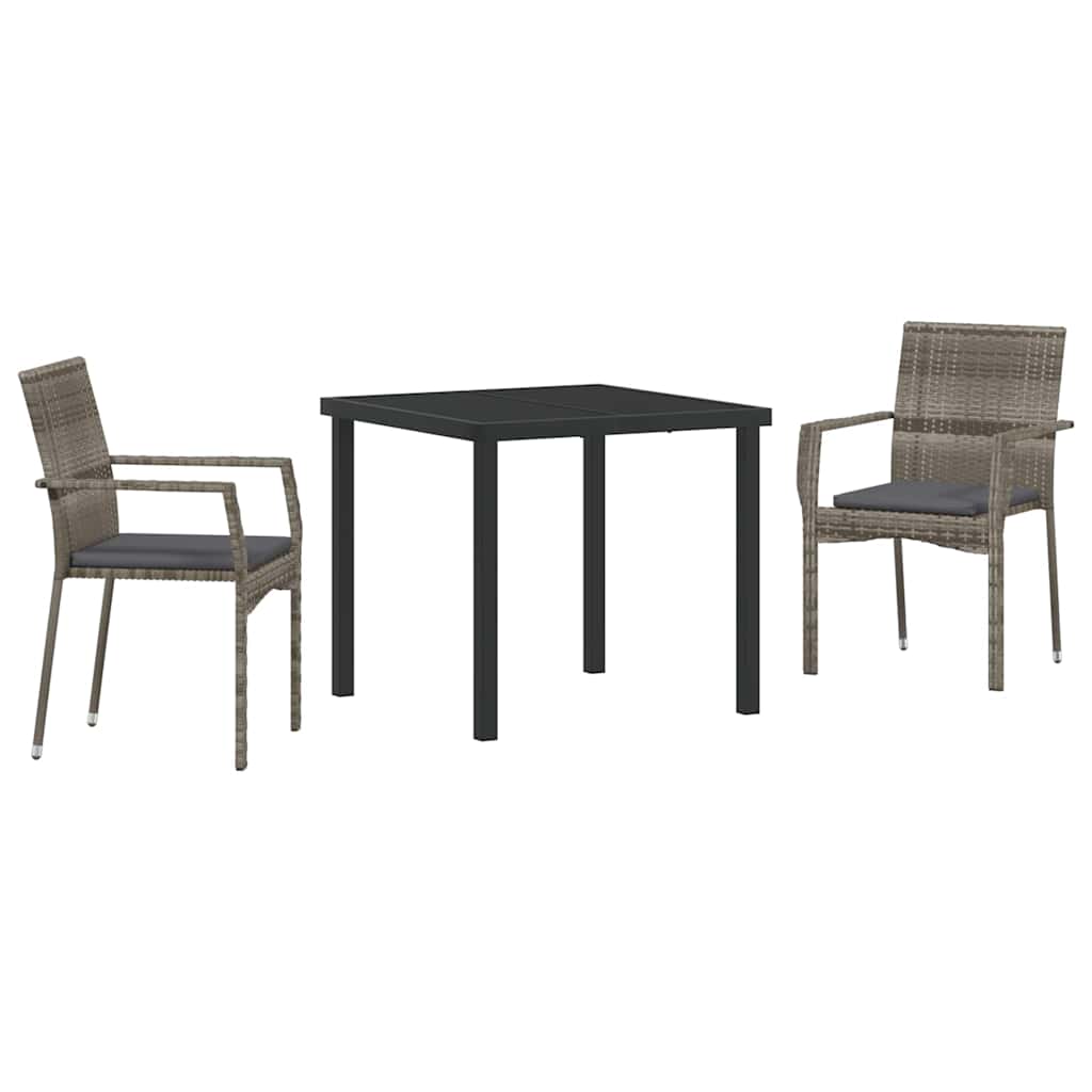 Have Spisebordssæt 3 stk. Grå polyrattan