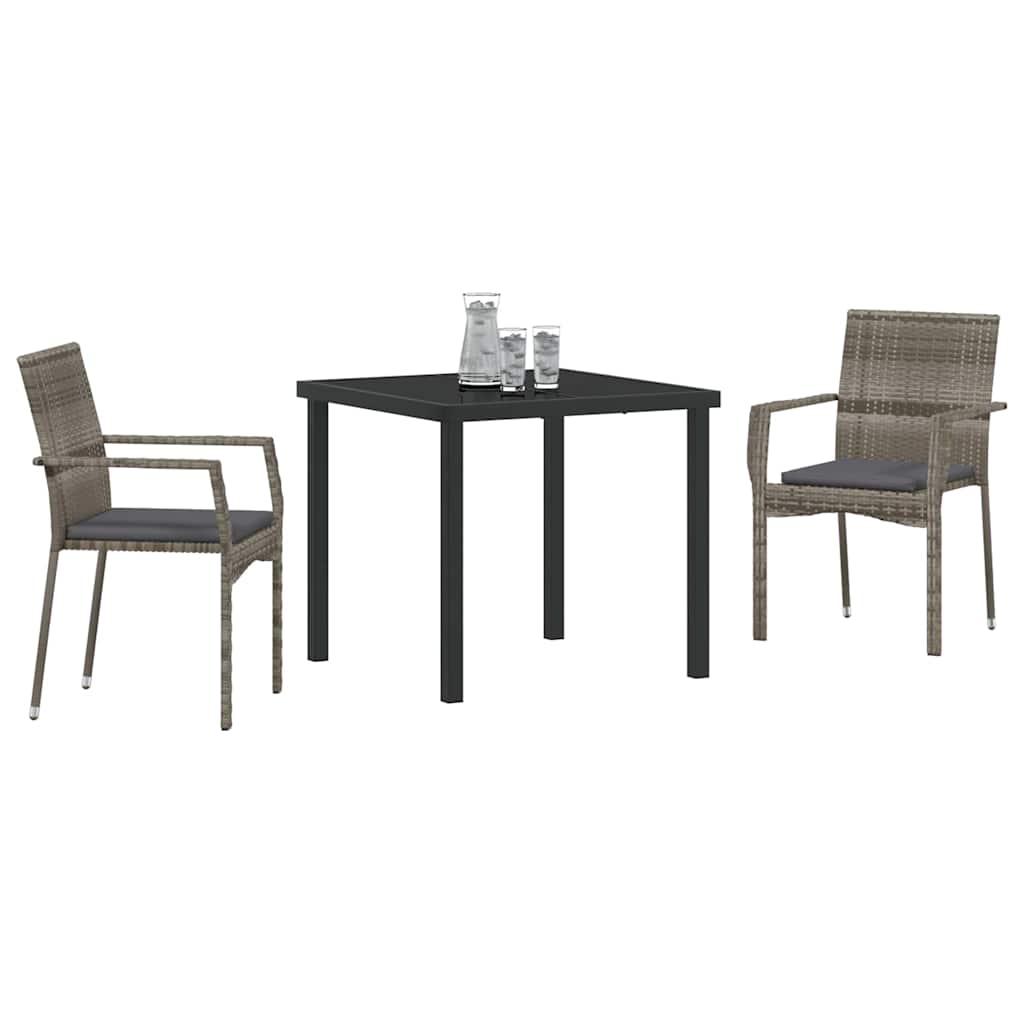 Have Spisebordssæt 3 stk. Grå polyrattan