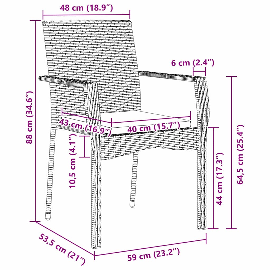 Have Spisebordssæt 3 stk. Grå polyrattan
