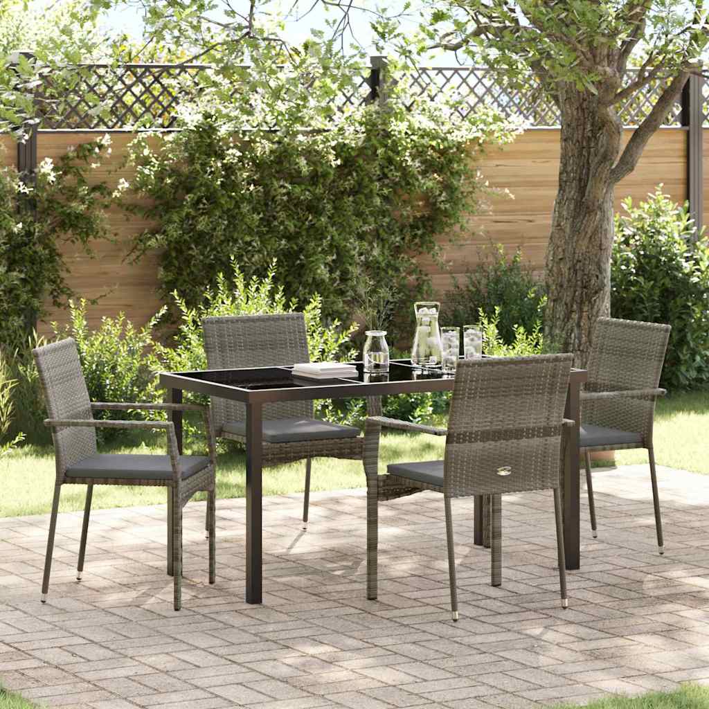 Have Spisebordssæt 5 stk. Grå polyrattan