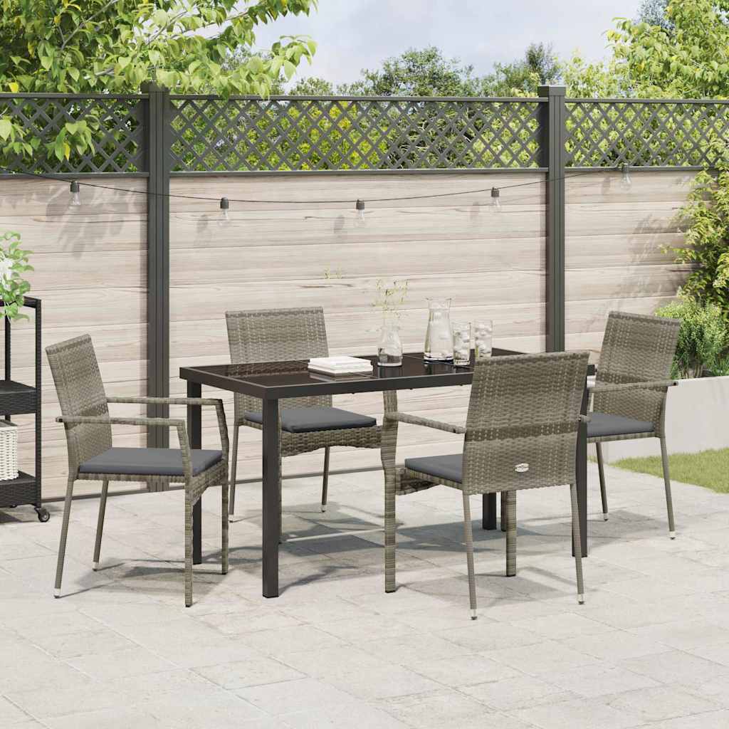 Have Spisebordssæt 5 stk. Grå polyrattan