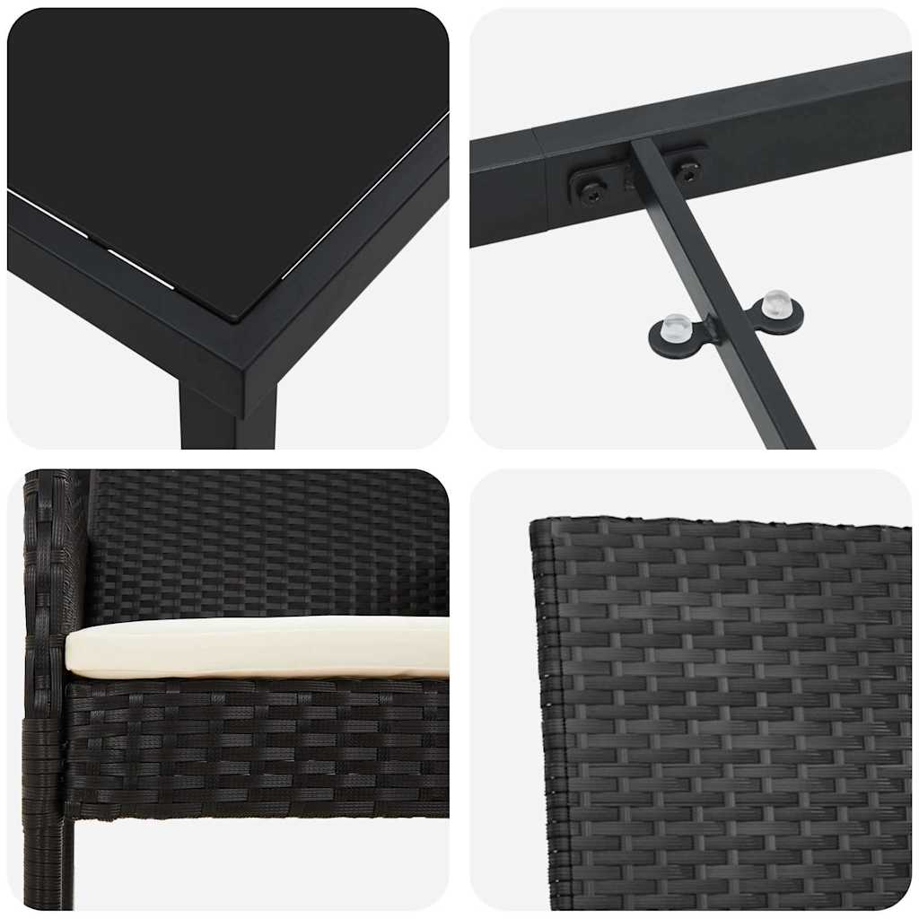 Have Spisebordssæt 5 stk. Sort polyrattan