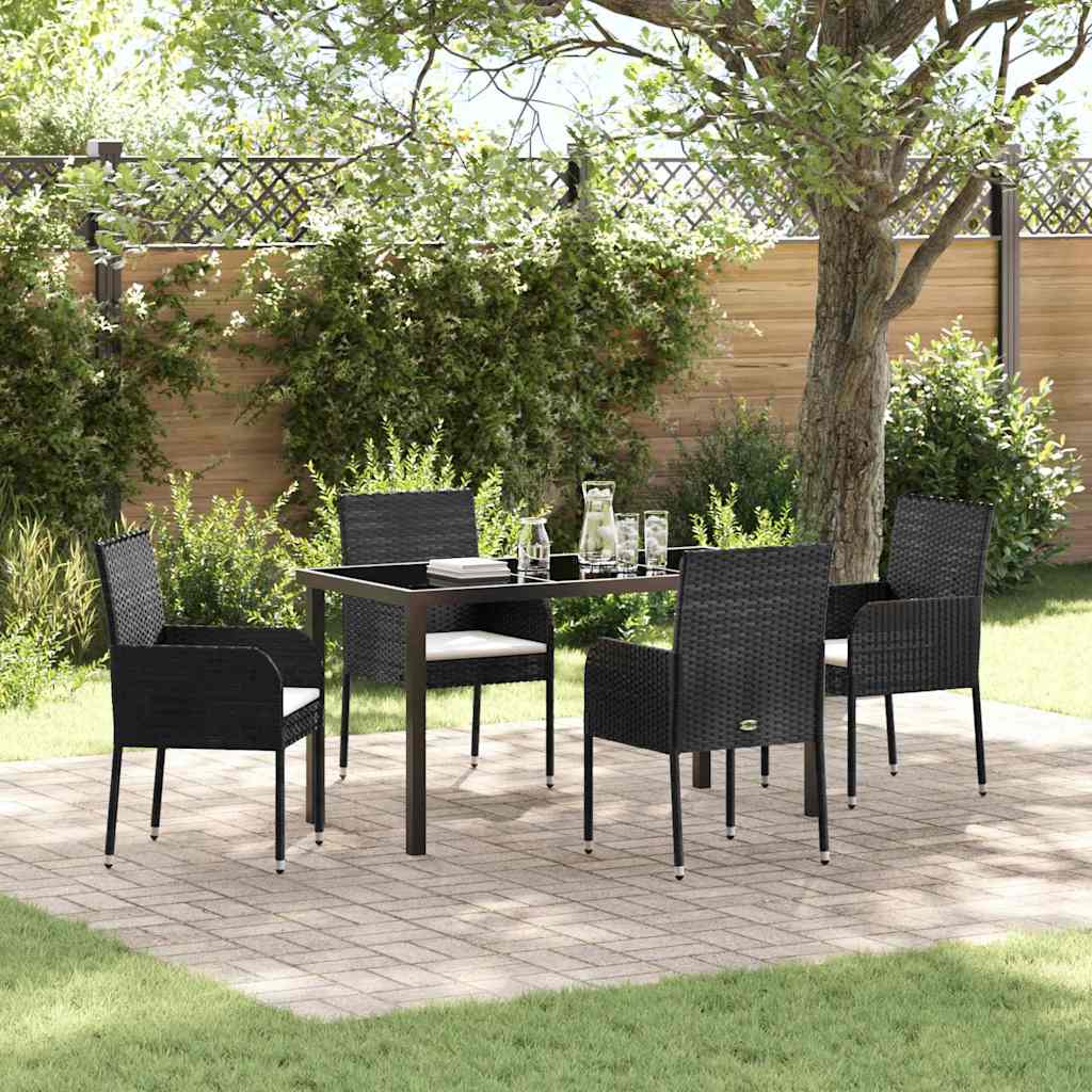 Have Spisebordssæt 5 stk. Sort polyrattan