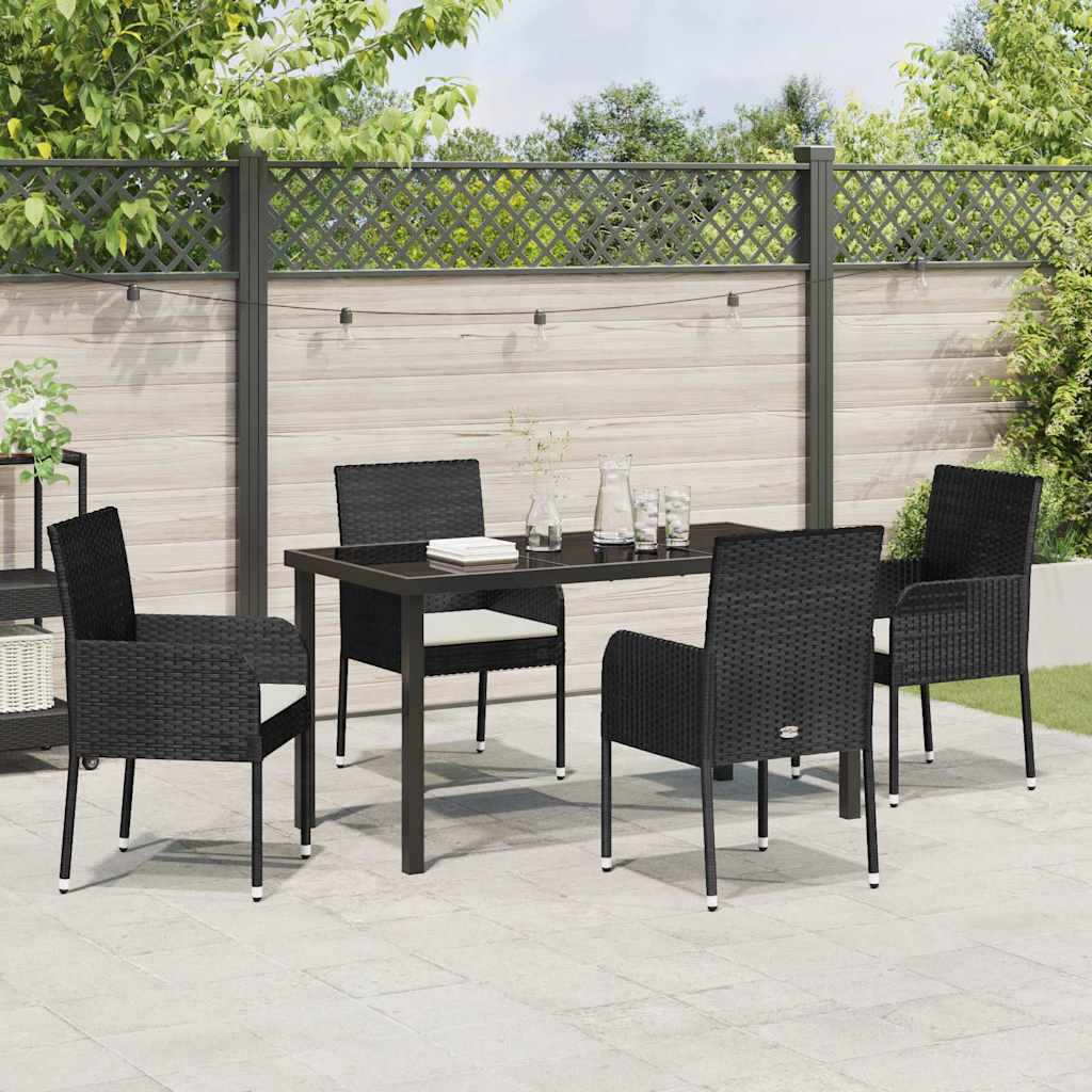 Have Spisebordssæt 5 stk. Sort polyrattan
