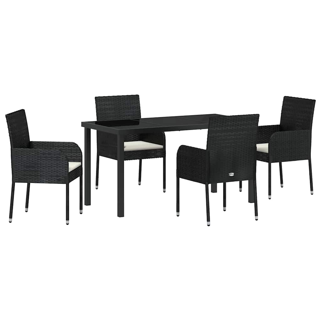 Have Spisebordssæt 5 stk. Sort polyrattan