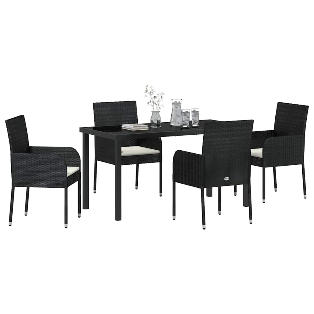 Have Spisebordssæt 5 stk. Sort polyrattan