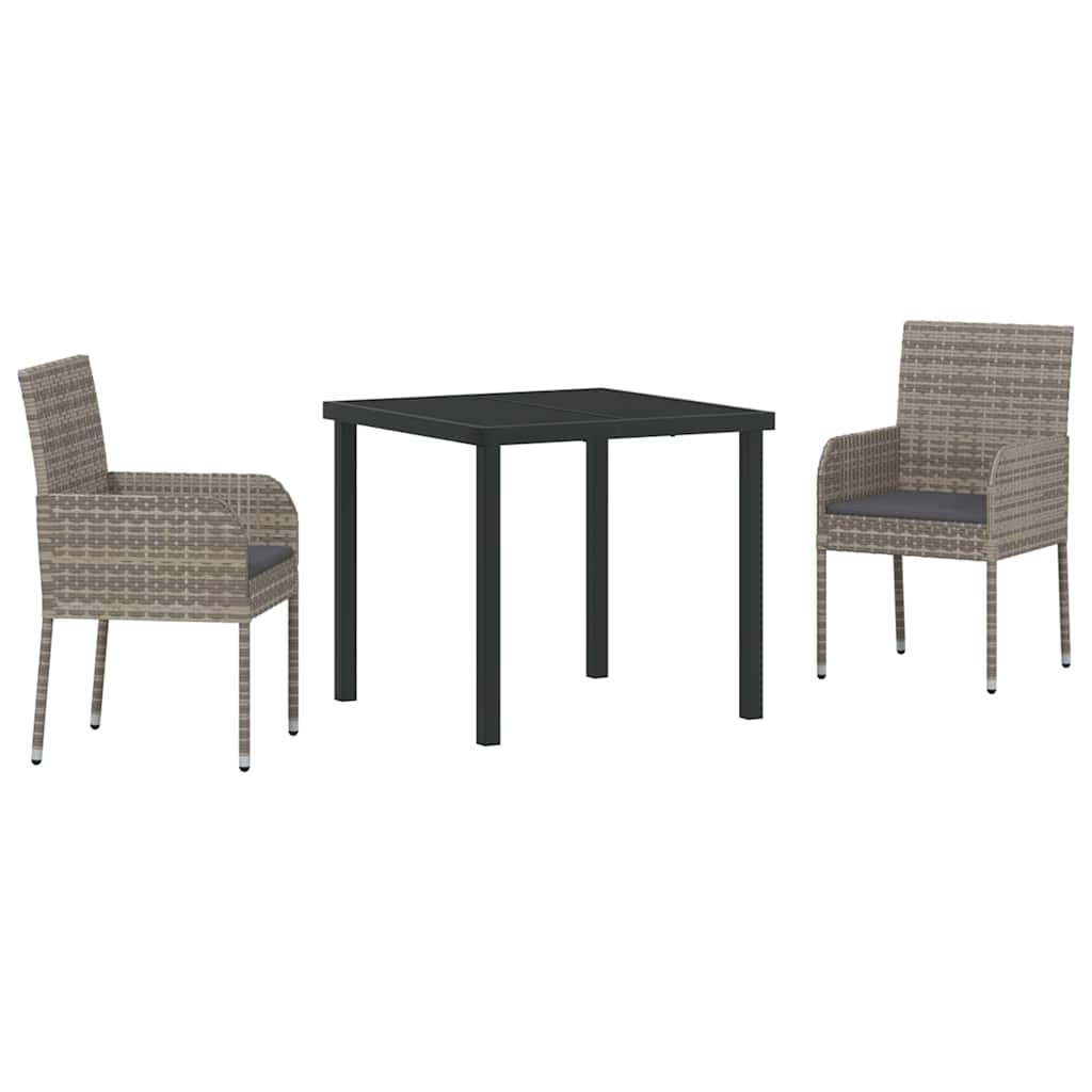Have Spisebordssæt 3 stk. Grå polyrattan
