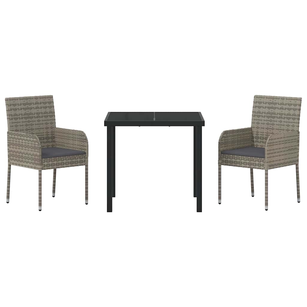 Have Spisebordssæt 3 stk. Grå polyrattan
