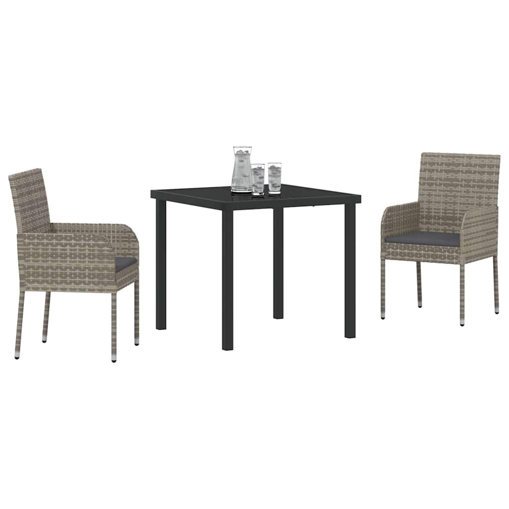 Have Spisebordssæt 3 stk. Grå polyrattan