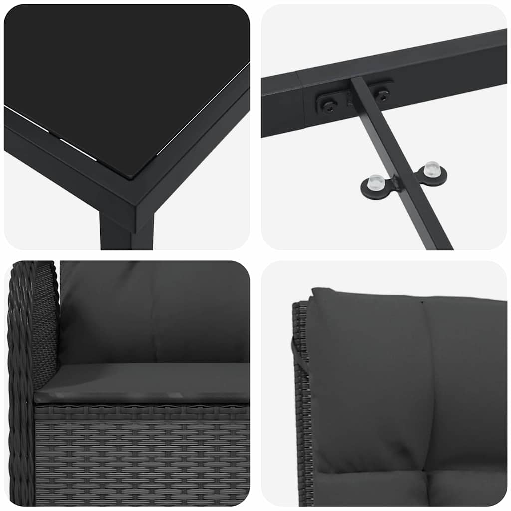 Have Spisebordssæt 5 stk. Sort polyrattan
