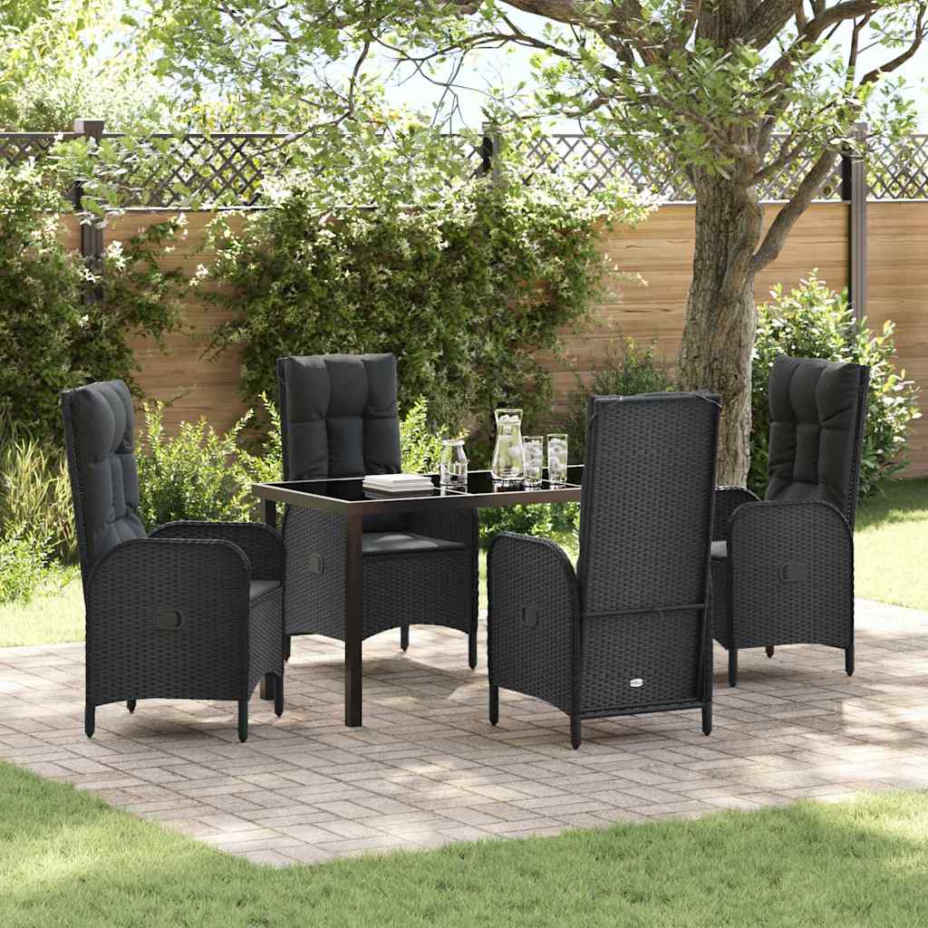 Have Spisebordssæt 5 stk. Sort polyrattan