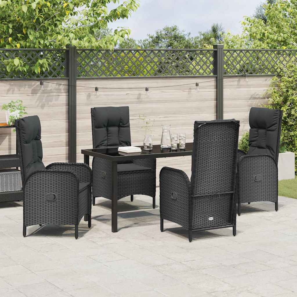 Have Spisebordssæt 5 stk. Sort polyrattan