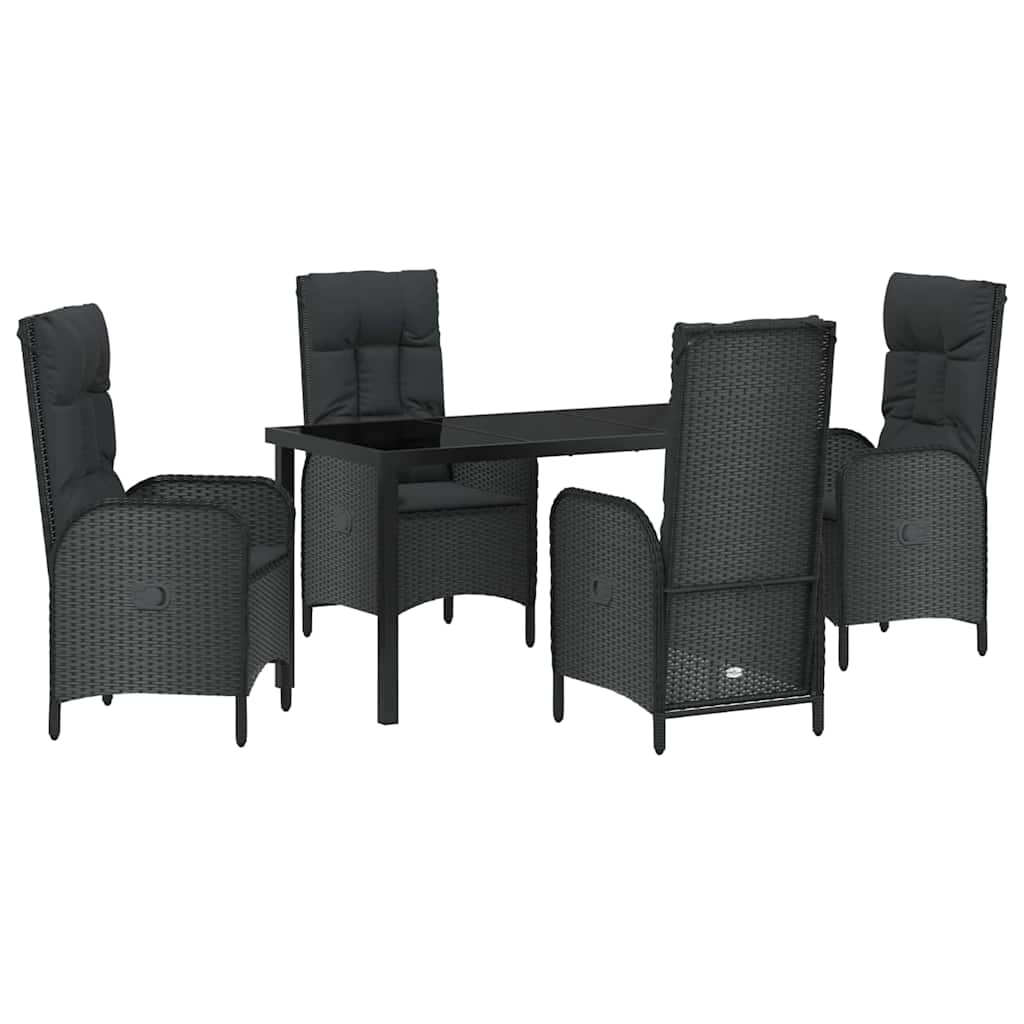 Have Spisebordssæt 5 stk. Sort polyrattan
