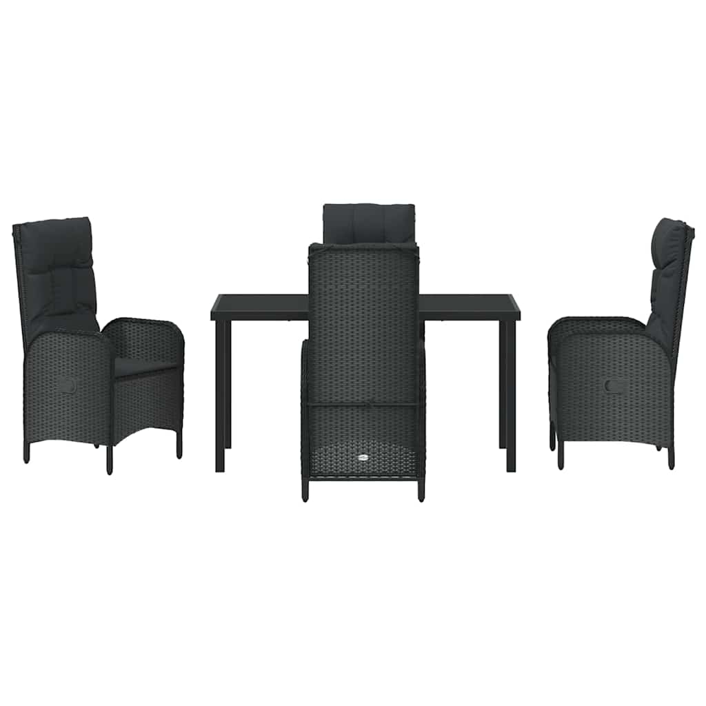 Have Spisebordssæt 5 stk. Sort polyrattan