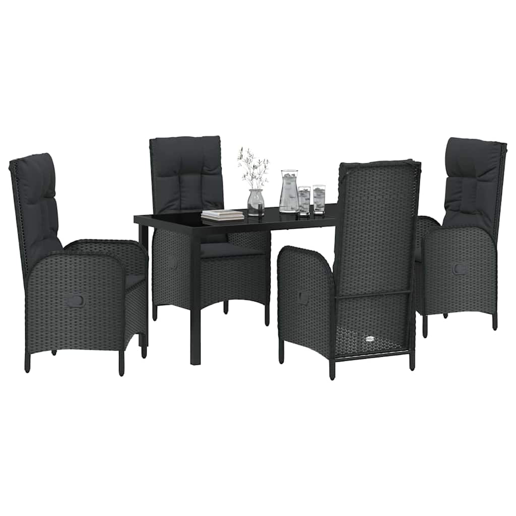 Have Spisebordssæt 5 stk. Sort polyrattan
