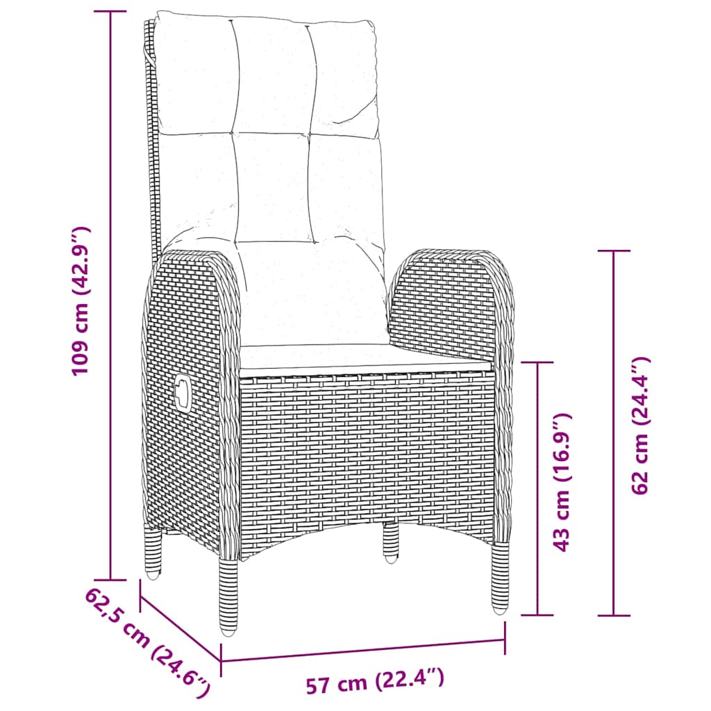 Have Spisebordssæt 5 stk. Sort polyrattan
