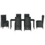 Have Spisebordssæt med pude 7 pcs Sort polyrattan