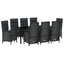 Have Spisebordssæt med pude 9 pcs Sort polyrattan