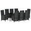 Have Spisebordssæt med pude 9 pcs Sort polyrattan