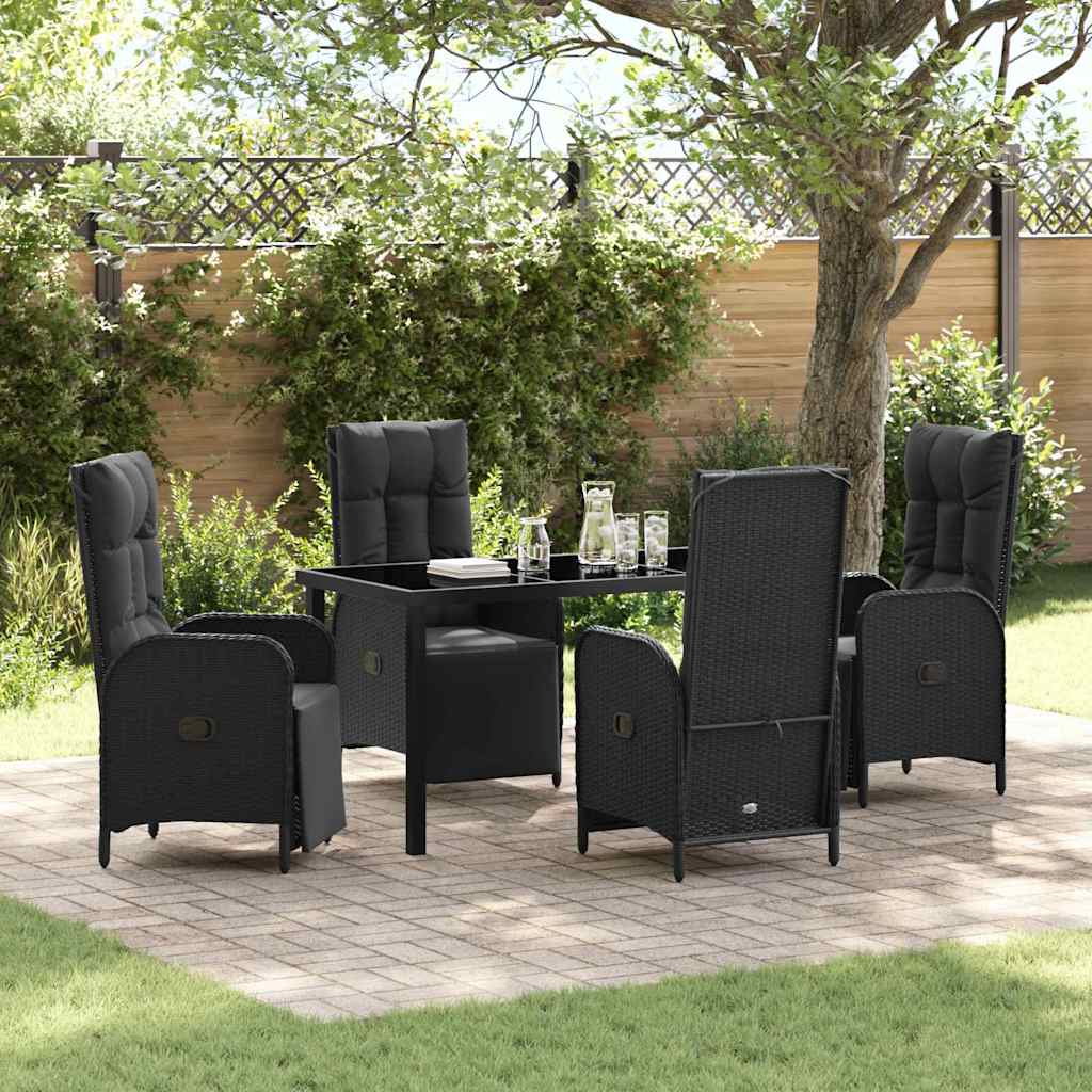 Have Spisebordssæt 5 stk. Sort polyrattan