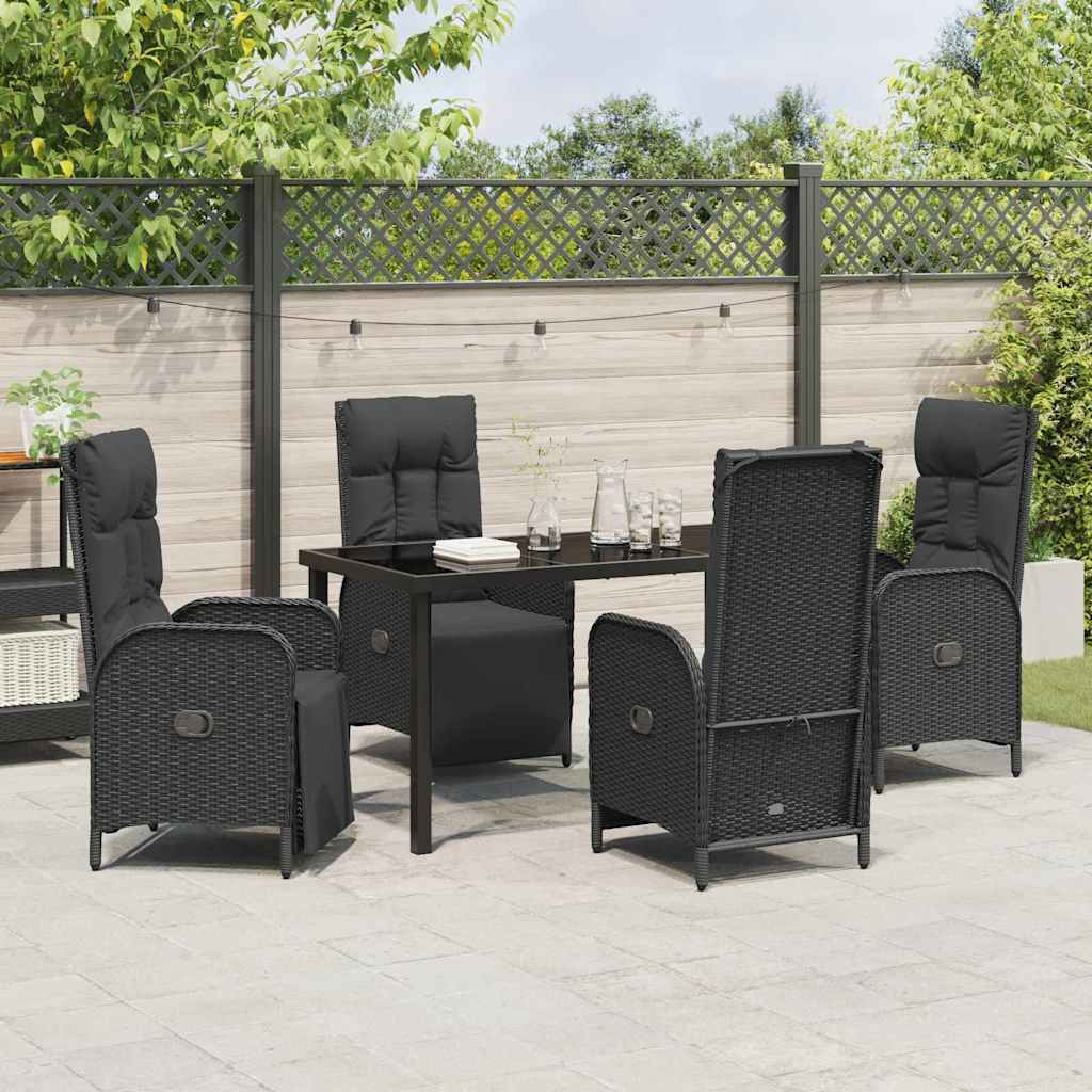 Have Spisebordssæt 5 stk. Sort polyrattan