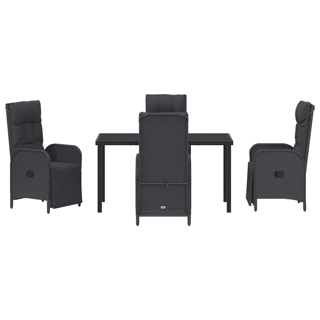 Have Spisebordssæt 5 stk. Sort polyrattan