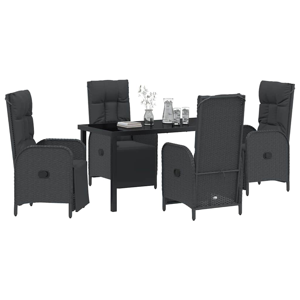 Have Spisebordssæt 5 stk. Sort polyrattan