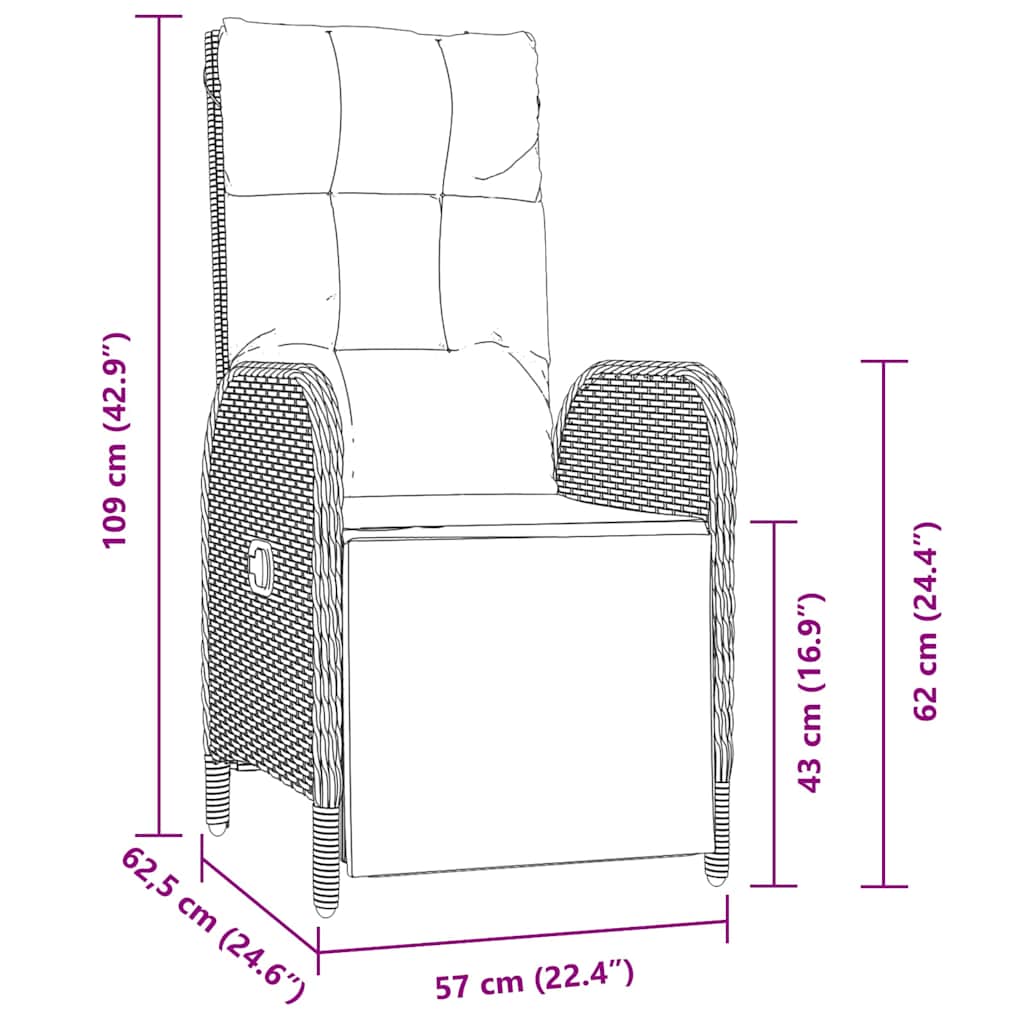 Have Spisebordssæt 5 stk. Sort polyrattan