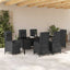 Have Spisebordssæt med pude 7 pcs Sort polyrattan