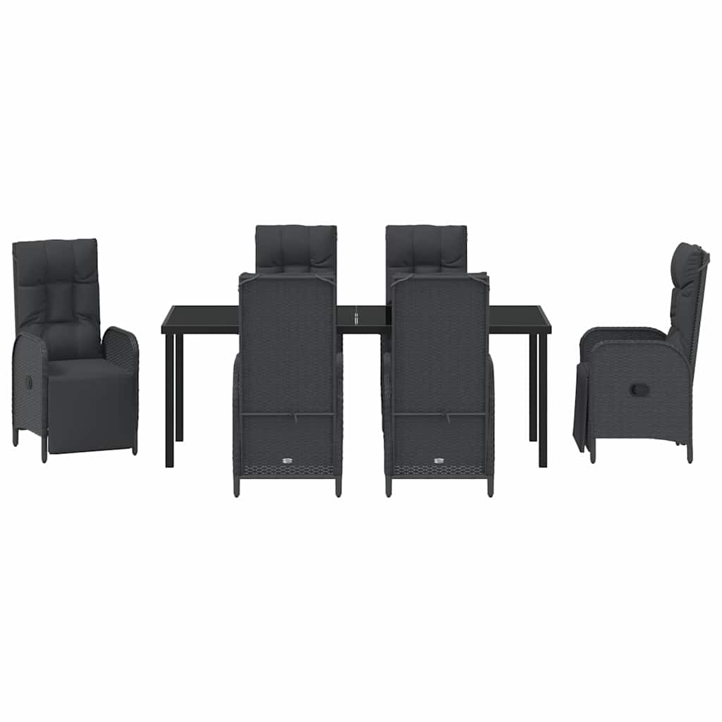 Have Spisebordssæt med pude 7 pcs Sort polyrattan
