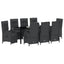 Have Spisebordssæt med pude 9 pcs Sort polyrattan