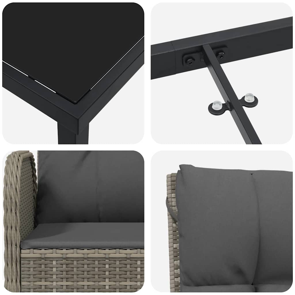 Have Spisebordssæt 5 stk. Grå polyrattan