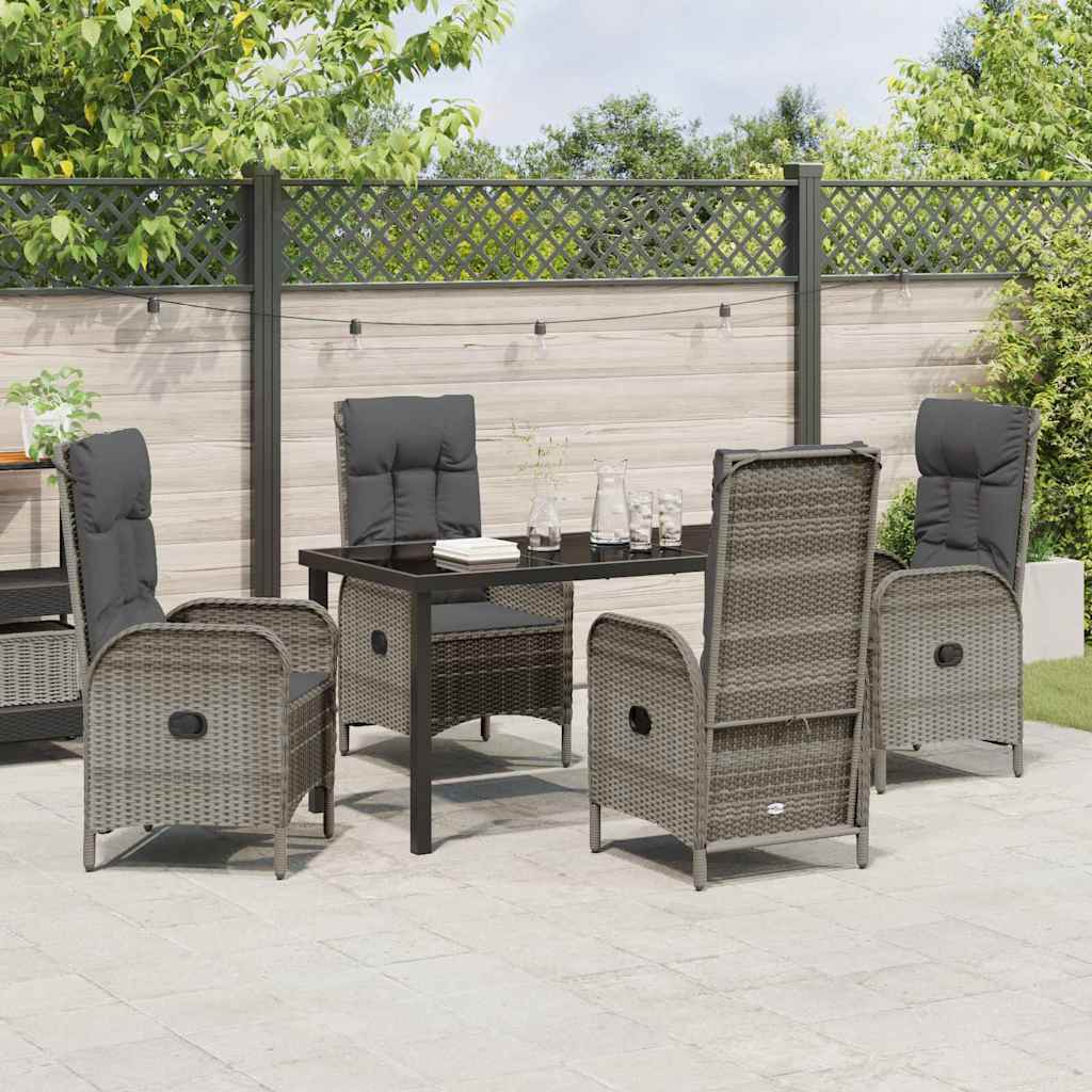 Have Spisebordssæt 5 stk. Grå polyrattan