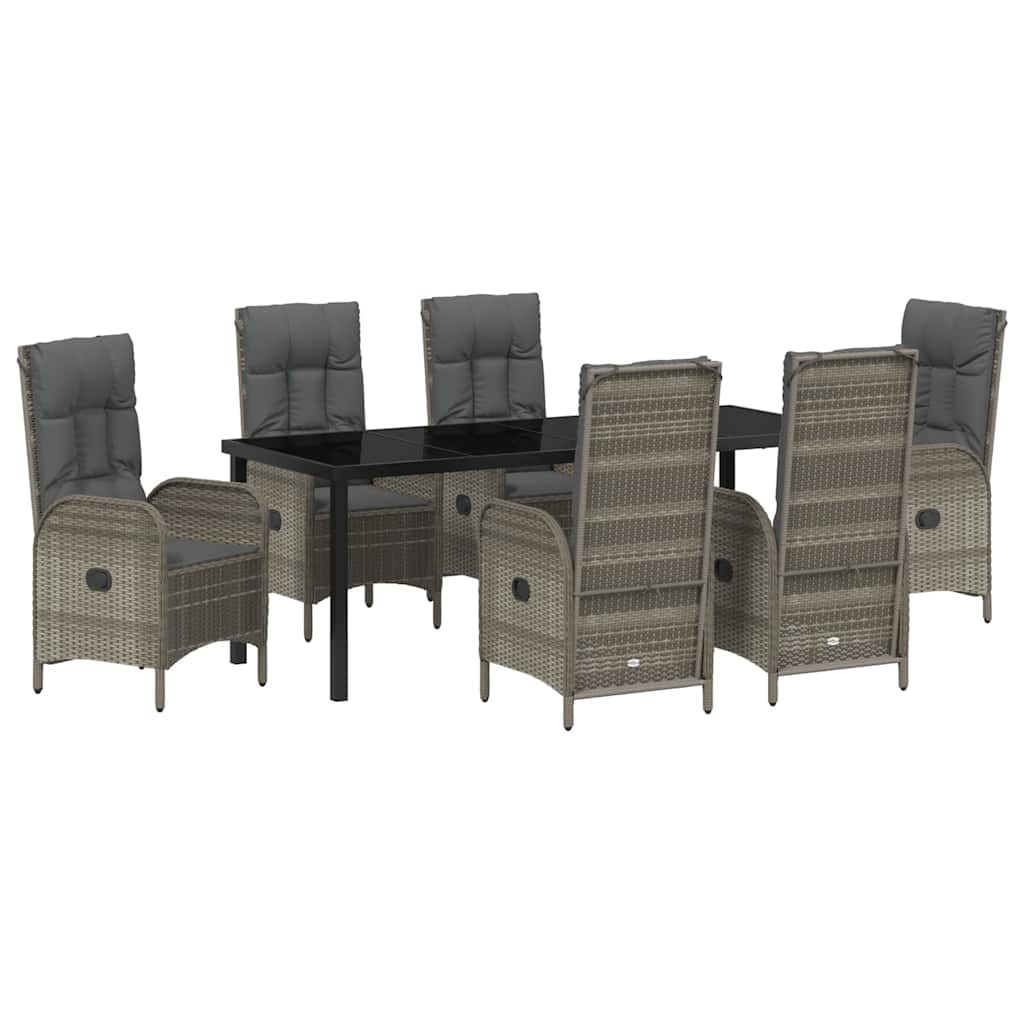 Have Spisebordssæt med pude 7 pcs Grå polyrattan