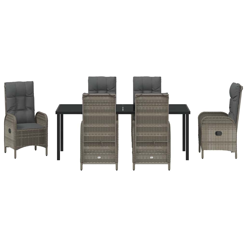 Have Spisebordssæt med pude 7 pcs Grå polyrattan