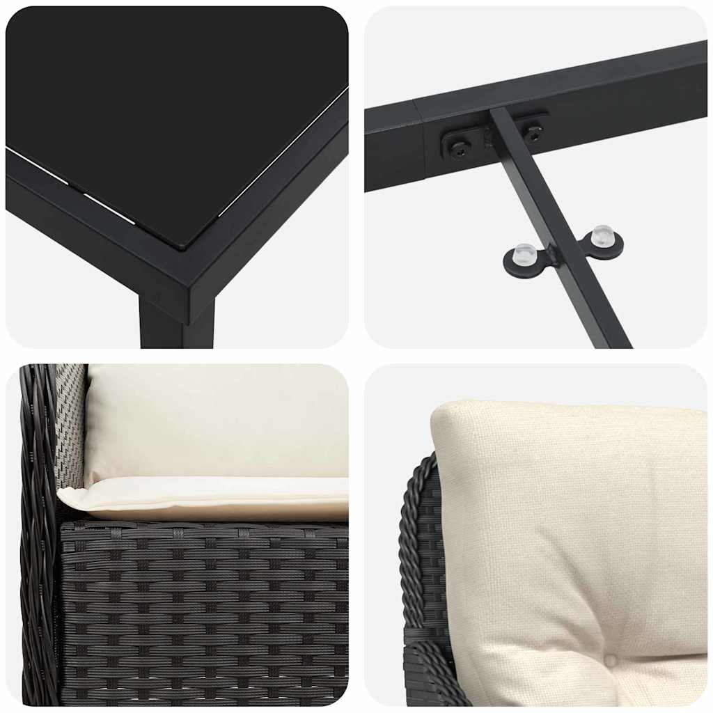 Have Spisebordssæt 5 stk. Sort polyrattan