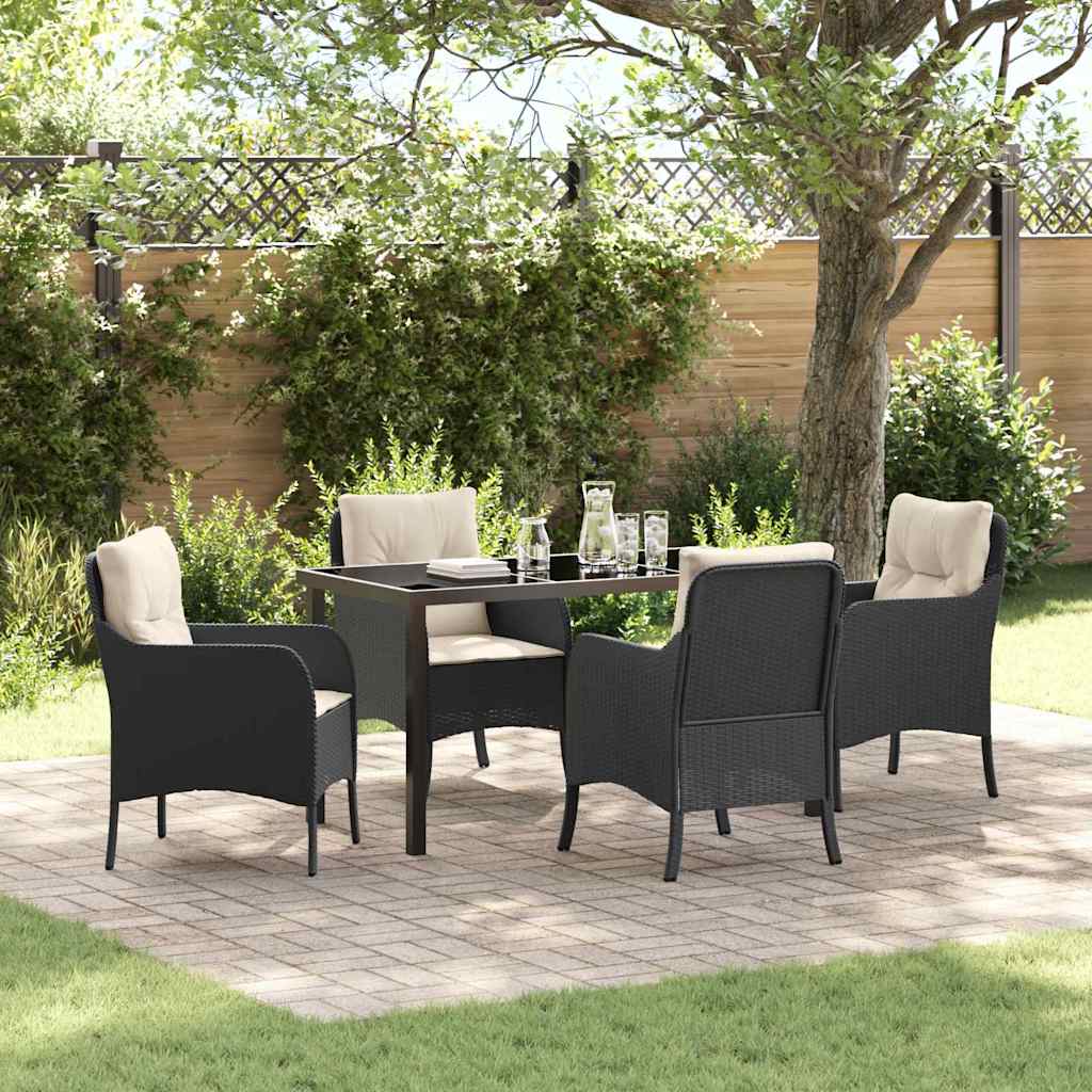 Have Spisebordssæt 5 stk. Sort polyrattan