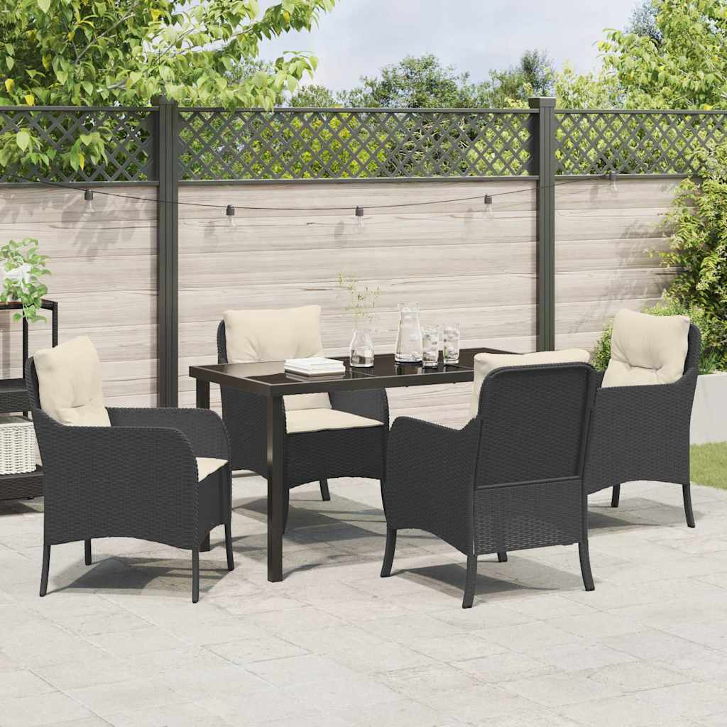 Have Spisebordssæt 5 stk. Sort polyrattan