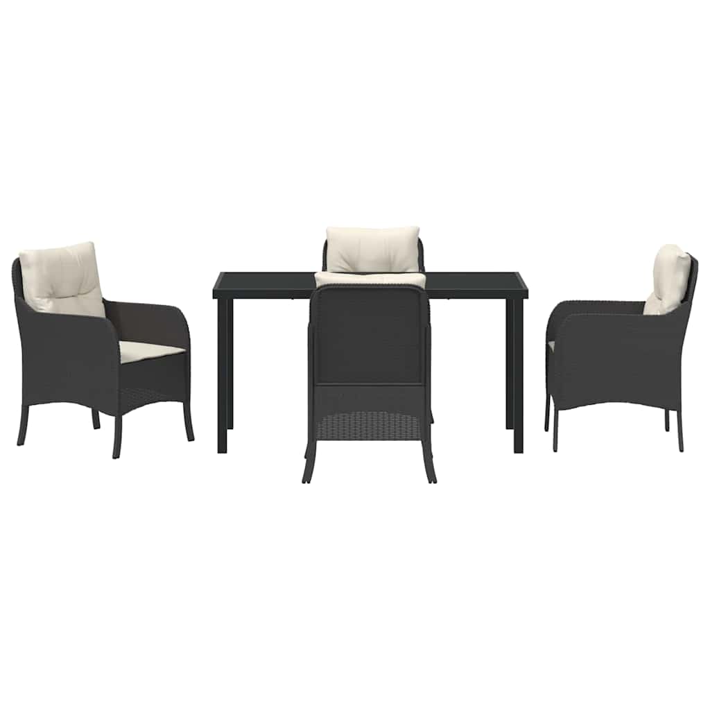 Have Spisebordssæt 5 stk. Sort polyrattan